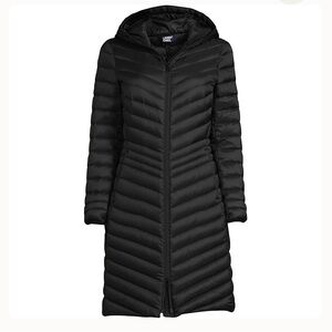 Lands' End Women's Black Hooded Puffer Jacket
